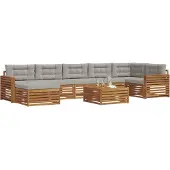 vidaXL Outdoor-Sofagarnitur mit Kissen 8 pcs Natürlich und Hellgrau