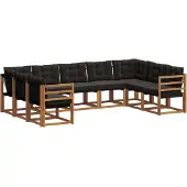 vidaXL Outdoor-Sofagarnitur 9 Stk. Natürlich und Schwarz