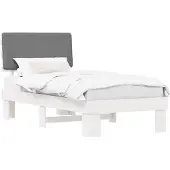 vidaXL Bettgestell mit gepolstertem Kopfteil Hellgrau 75 x 190 cm