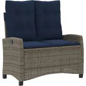 vidaXL Gartenbank Verstellbar mit Kissen Grau Poly Rattan