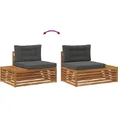vidaXL Outdoor-Sofagarnitur mit Kissen 6 Stück Natur und Anthrazit