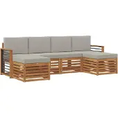 vidaXL Outdoor-Sofagarnitur 6 Stk. Natürlich und Hellgrau