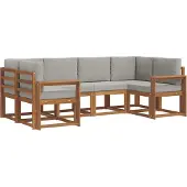 vidaXL Outdoor-Sofagarnitur 6 Stk. Natürlich und Hellgrau