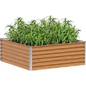 vidaXL Hochbeet Hellbraun 98 x 100 x 36 cm Verzinkter Stahl