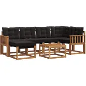 vidaXL Outdoor-Sofagarnitur 7 stk. Natürlich und Schwarz