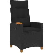 vidaXL Liegestuhl mit Teeteller Schwarz Poly-Rattan