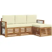 vidaXL Outdoor-Sofagarnitur mit Kissen 4 pcs Natur und Creme