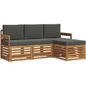 vidaXL Outdoor-Sofagarnitur 4 Stk. Natur und Anthrazit