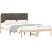 vidaXL Bettgestell mit gepolstertem Kopfteil Taupe 135 x 190 cm