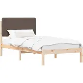 vidaXL Bettgestell mit gepolstertem Kopfteil Taupe 75 x 190 cm