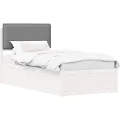vidaXL Bettgestell mit gepolstertem Kopfteil Hellgrau 90 x 200 cm