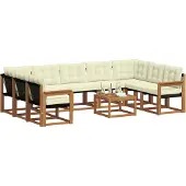 vidaXL Outdoor-Sofagarnitur 10 stk. Natur und Creme