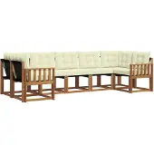 vidaXL Outdoor-Sofagarnitur 7 stk. Natur und Creme