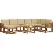 vidaXL Outdoor-Sofagarnitur 9 Stk. Natur und Beige