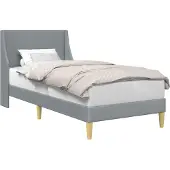 vidaXL Bettrahmen Uni mit Kopfteil Hellgrau 100 x 200 cm Stoff