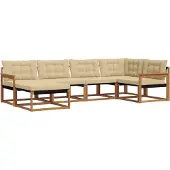 vidaXL Outdoor-Sofagarnitur 6 stk. Natur und Beige Massivholz Akazie