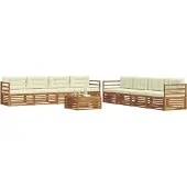 vidaXL Outdoor-Sofagarnitur 9 stk. Natur und Creme