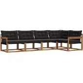 vidaXL Outdoor-Sofagarnitur 5 stk. Natürlich und Schwarz