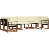 vidaXL Outdoor-Sofagarnitur 7 stk. Natur und Creme