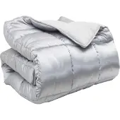 vidaXL Winterbettdecke Silber 220 x 240 cm Satin und Mikrofaser