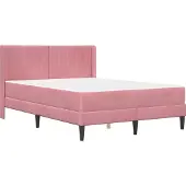 vidaXL Bettgestell mit Matratze mit Kopfteil Rosa 160 x 200 cm Samt