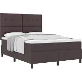 vidaXL Boxspringbett mit Kopfteil Dunkelbraun 140 x 190 cm Stoff