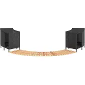 vidaXL Whirlpool-Umrandung Schwarz Poly-Rattan und Massivholz Akazie