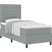 vidaXL Boxspringbett mit Matratze Hellgrau 90 x 190 cm Stoff