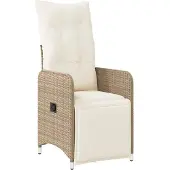 vidaXL Gartensessel 2 Stk. Verstellbar mit Tisch Beige Poly Rattan