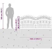 vidaXL Gartenzaun KAMPEN 240 x 140 cm Pulverbeschichteter Stahl Weiß