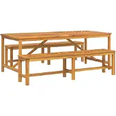 vidaXL Garten Essgruppe 3 Stk. Braun Massivholz Akazie