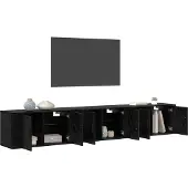 vidaXL Wand-TV-Schrank Set 3 stk. Schwarz Eichen-Optik Holzwerkstoff