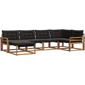 vidaXL Outdoor-Sofagarnitur 6 Stk. Natürlich und Schwarz