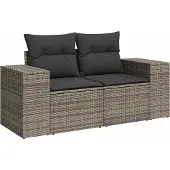 vidaXL Gartensofa-set 8 Stk. 8-Sitzanzahl Grau Poly Rattan