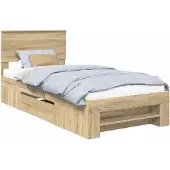 vidaXL Bettrahmen mit Kopfteil Sonoma-Eiche 90 x 200 cm Holzwerkstoff