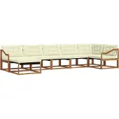 vidaXL Outdoor-Sofagarnitur 7 stk. Natur und Creme Massivholz Akazie