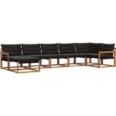 vidaXL Outdoor-Sofagarnitur 7 stk. Natürlich und Schwarz