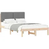 vidaXL Bettgestell mit gepolstertem Kopfteil Hellgrau 120 x 190 cm