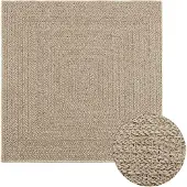 vidaXL Teppich ZIZUR Beige 120x120 cm Jute-Optik Indoor und Outdoor