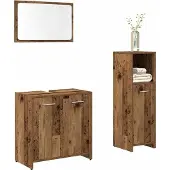 vidaXL 3-tlg. Badmöbel-Set Altholz-Optik Holzwerkstoff