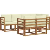 vidaXL Outdoor-Sofagarnitur 7 Stk. Natur und Creme