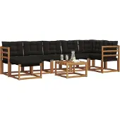 vidaXL Outdoor-Sofagarnitur 8 Stk. Natürlich und Schwarz