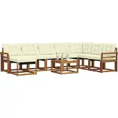 vidaXL Outdoor-Sofagarnitur 9 Stk. Natur und Creme