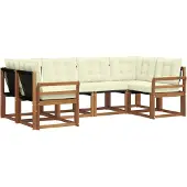 vidaXL Outdoor-Sofagarnitur 6 Stk. Natur und Creme