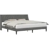 vidaXL Bettrahmen mit Kopfteil Dunkelgrau 200 x 200 cm Samt