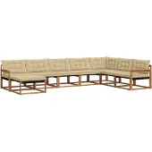 vidaXL Outdoor-Sofagarnitur 8 stk. Natur und Beige Massivholz Akazie