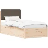 vidaXL Bettgestell mit gepolstertem Kopfteil Taupe 80 x 200 cm