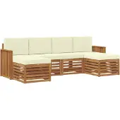 vidaXL Outdoor-Sofagarnitur 6 stk. Natur und Creme
