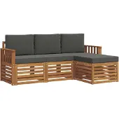 vidaXL Outdoor-Sofagarnitur 4 Stk. Natur und Anthrazit