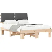 vidaXL Bettgestell mit gepolstertem Kopfteil Dunkelgrau 160 x 200 cm
